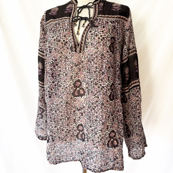 Floral Hippie Boho Print Women's Top Made in India OS - Picture 1 of 7